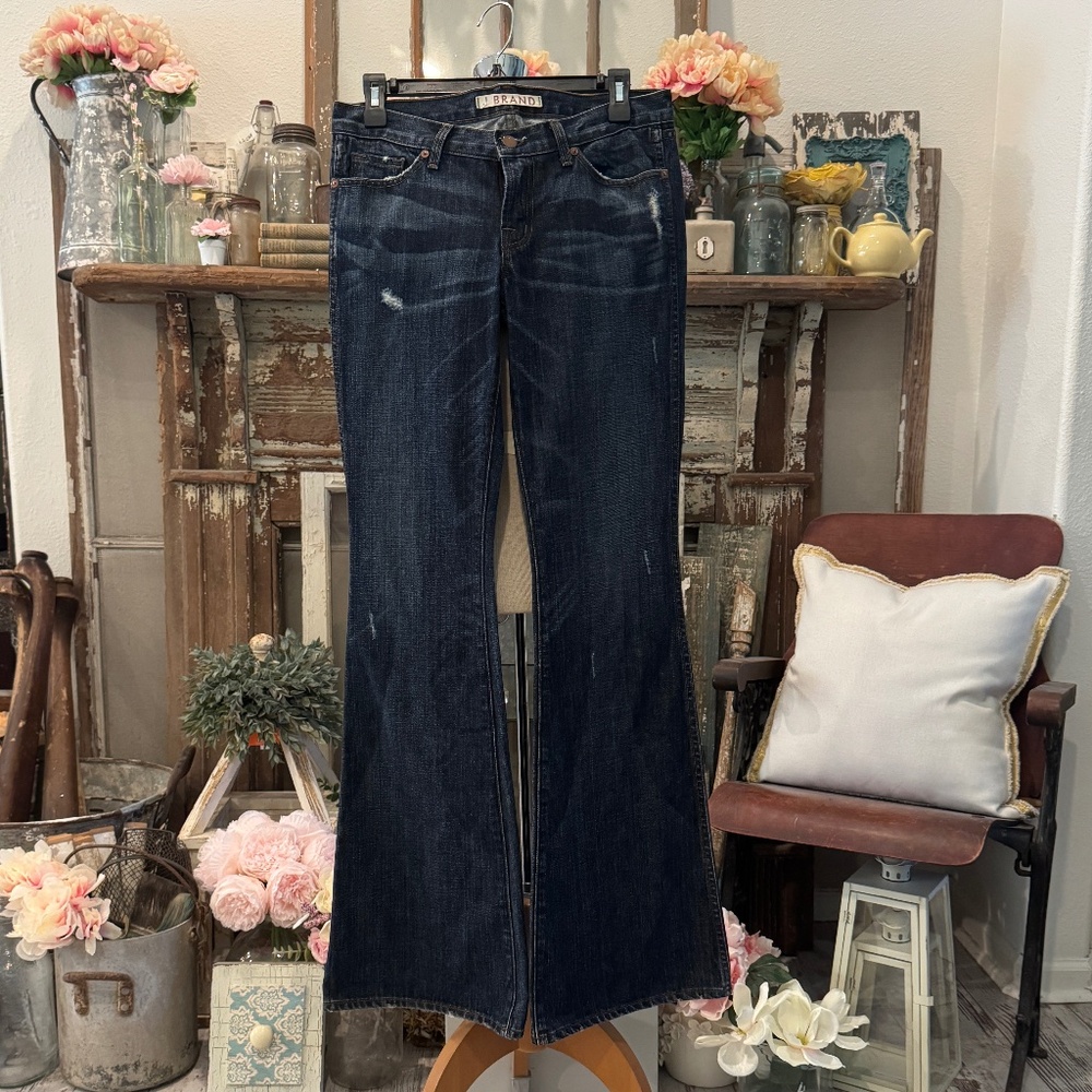 J BRAND BELL BOTTOM LONG JEANS | WIDE LEG FLARE | DARK WASH | HEAVY WEIGHT DENIM